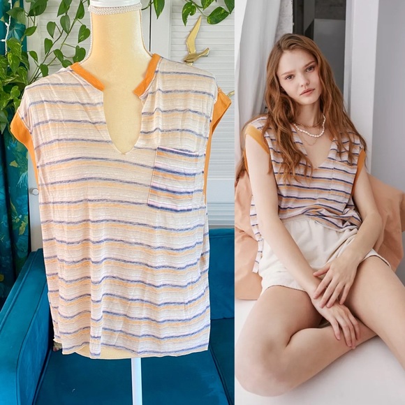 Urban Outfitters | Out From Under Melly Muscle Pocket Top Tee Stripe Medium New - Picture 1 of 15